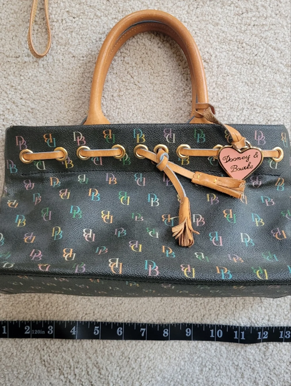 Dooney & Bourke Y2K Rainbow Monogram Satchel Coated Canvas Matching Wristlet - Picture 10 of 14